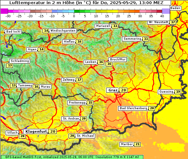 Temperatur, 29. 5. 2025