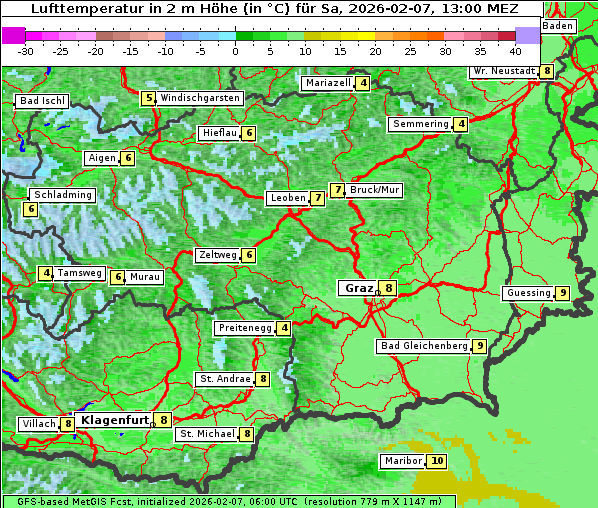 Temperatur, 7. 2. 2026