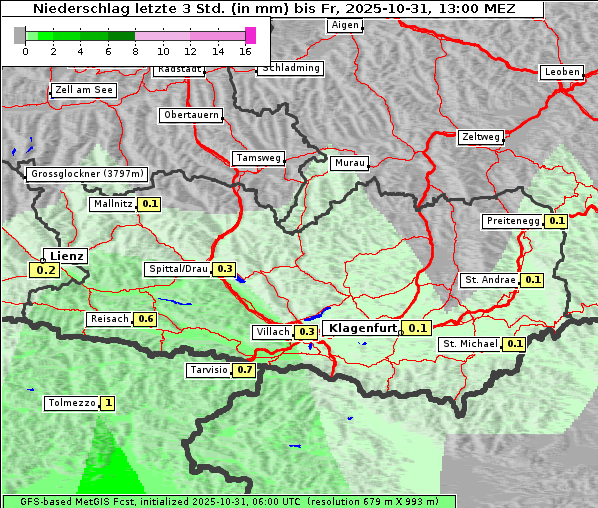 Niederschlag, 31. 10. 2025
