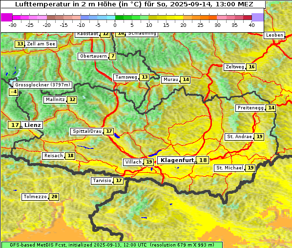 Temperatur, 14. 9. 2025