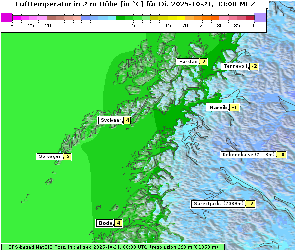 Temperatur, 21. 10. 2025