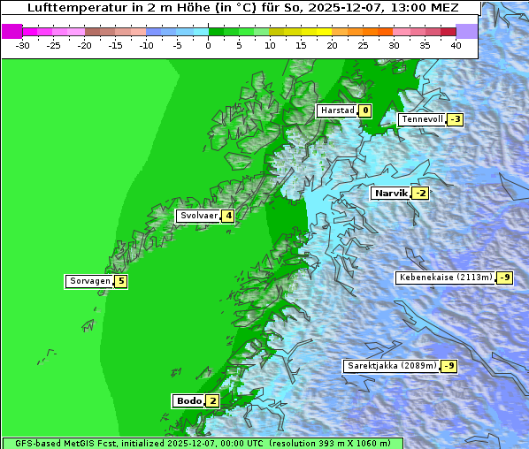Temperatur, 7. 12. 2025