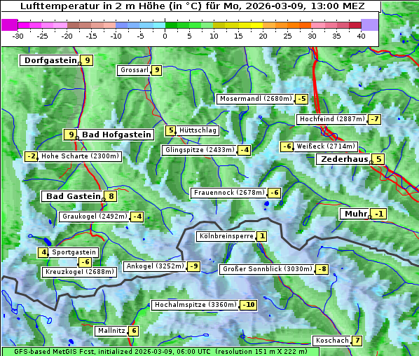 Temperatur, 9. 3. 2026