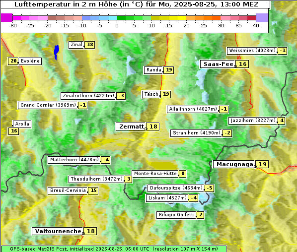 Temperatur, 25. 8. 2025
