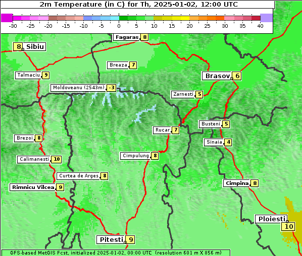 Temperatur, 2. 1. 2025