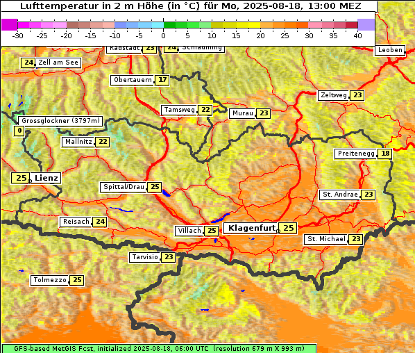 Temperatur, 18. 8. 2025