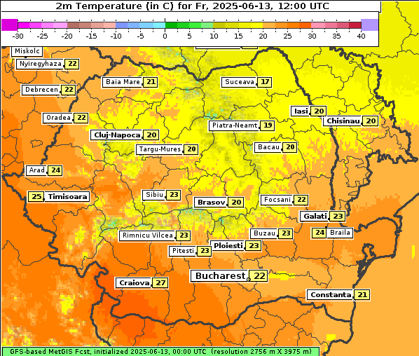 Temperatur, 13. 6. 2025
