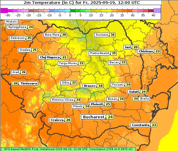 Temperatur, 19. 9. 2025