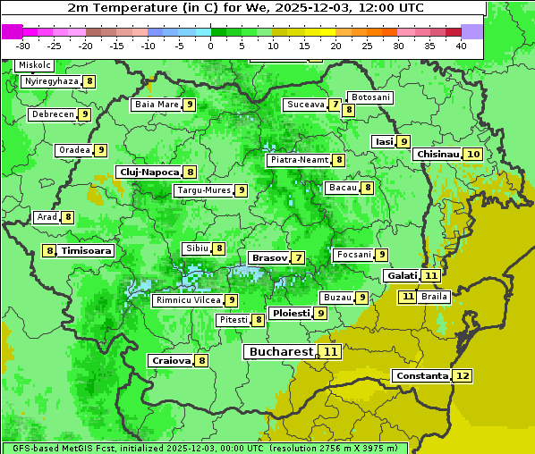 Temperatur, 3. 12. 2025