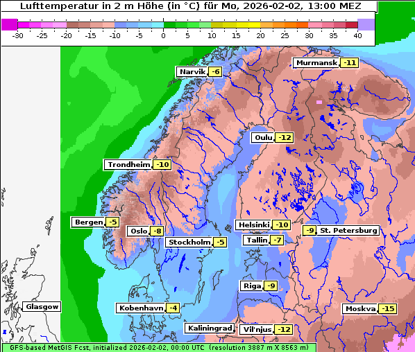 Temperatur, 2. 2. 2026