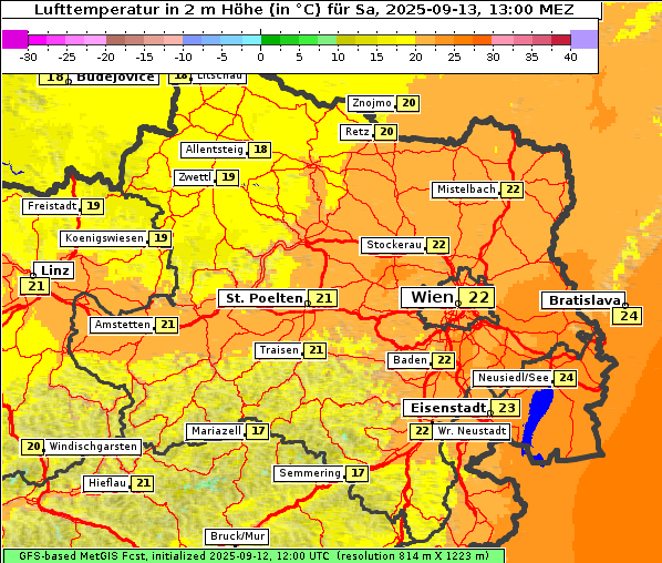 Temperatur, 13. 9. 2025