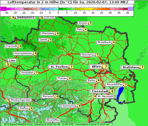 Temperatur, 7. 2. 2026