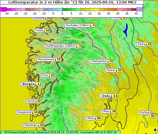 Temperatur, 16. 9. 2025