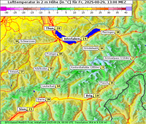 Temperatur, 29. 8. 2025