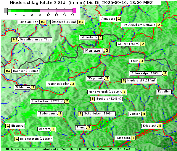 Niederschlag, 16. 9. 2025