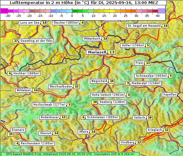 Temperatur, 16. 9. 2025
