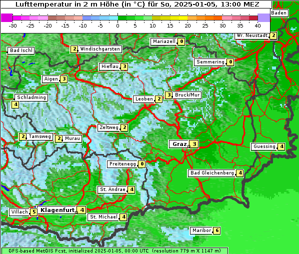 Temperatur, 5. 1. 2025