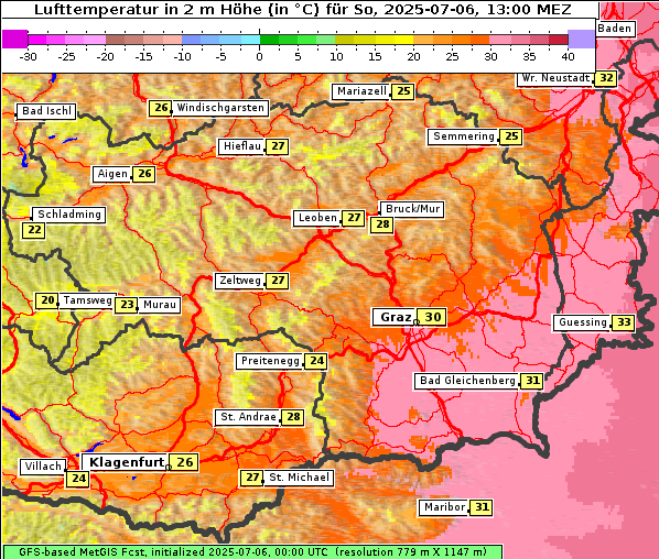 Temperatur, 6. 7. 2025