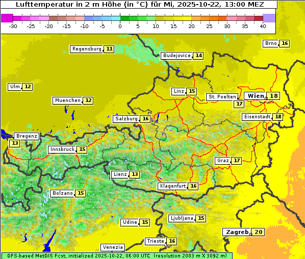 Temperatur, 22. 10. 2025