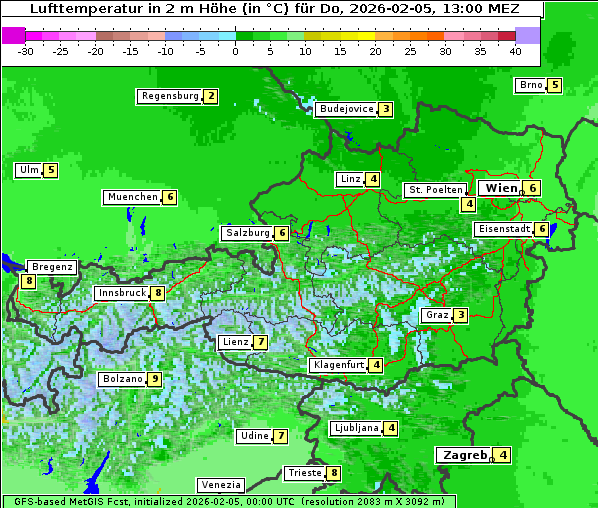 Temperatur, 5. 2. 2026