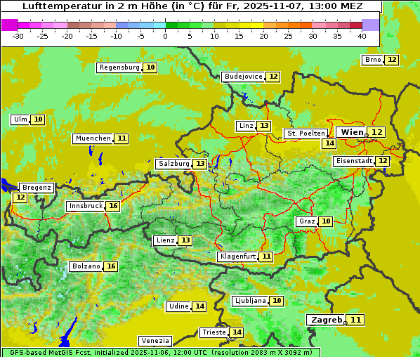 Temperatur, 7. 11. 2025