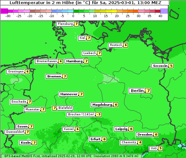 Temperatur, 1. 3. 2025