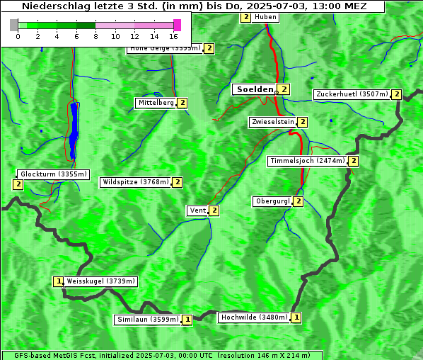 Niederschlag, 3. 7. 2025