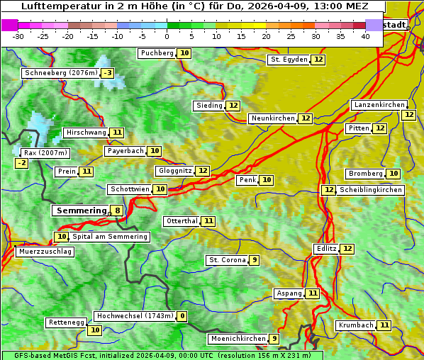 Temperatur, 9. 4. 2026
