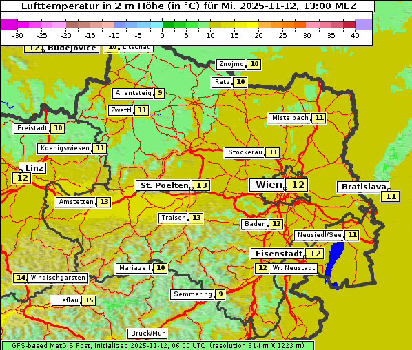 Temperatur, 12. 11. 2025