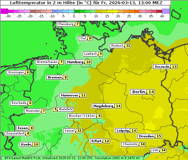 Temperatur, 13. 3. 2026