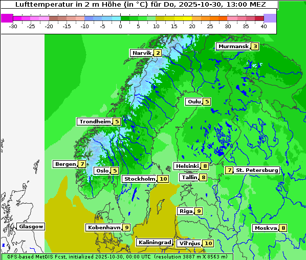 Temperatur, 30. 10. 2025