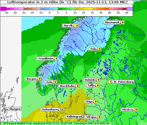 Temperatur, 13. 11. 2025