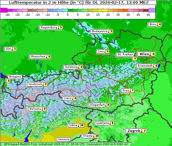 Temperatur, 17. 2. 2026