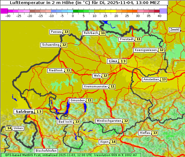 Temperatur, 4. 11. 2025