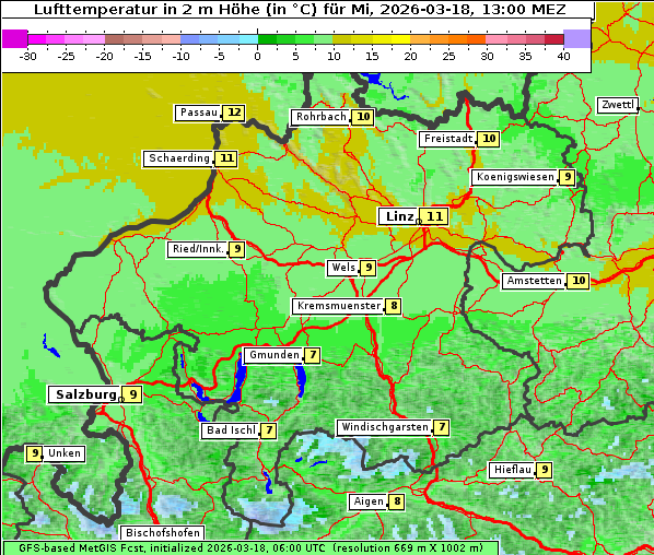 Temperatur, 18. 3. 2026