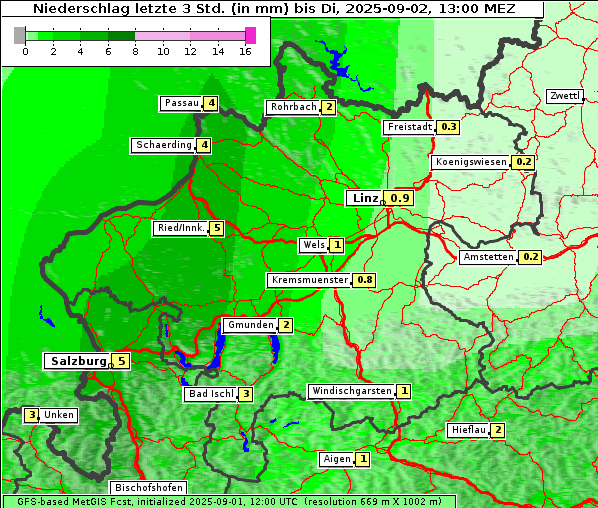 Niederschlag, 2. 9. 2025