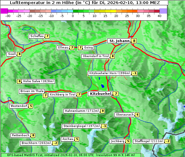 Temperatur, 10. 2. 2026