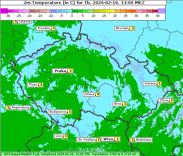 Temperatur, 19. 2. 2026