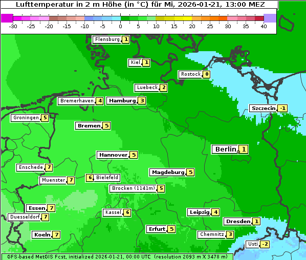 Temperatur, 21. 1. 2026