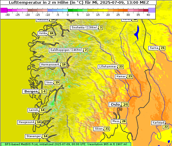 Temperatur, 9. 7. 2025