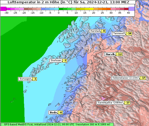 Temperatur, 21. 12. 2024