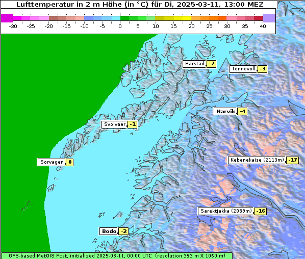 Temperatur, 11. 3. 2025