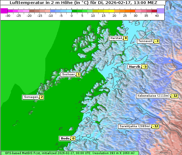 Temperatur, 17. 2. 2026