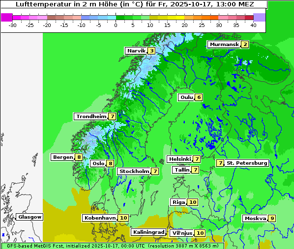 Temperatur, 17. 10. 2025