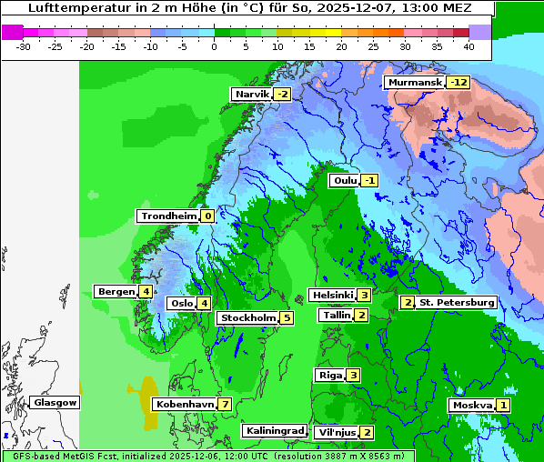 Temperatur, 7. 12. 2025