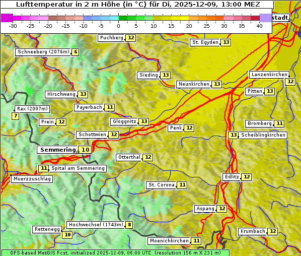 Temperatur, 9. 12. 2025