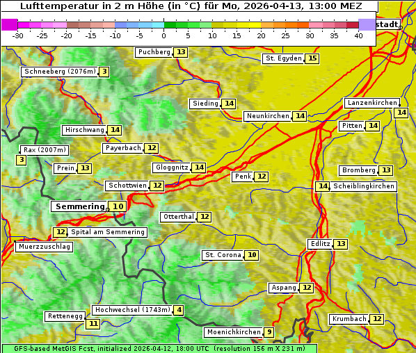 Temperatur, 13. 4. 2026