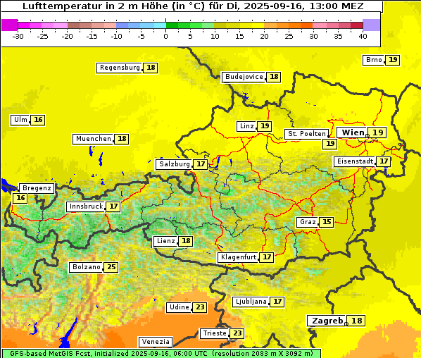 Temperatur, 16. 9. 2025