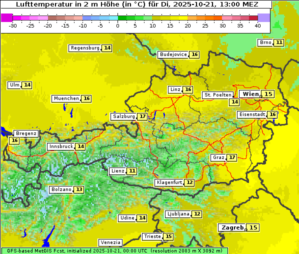 Temperatur, 21. 10. 2025