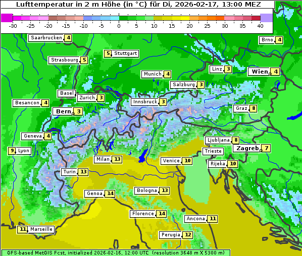 Temperatur, 17. 2. 2026